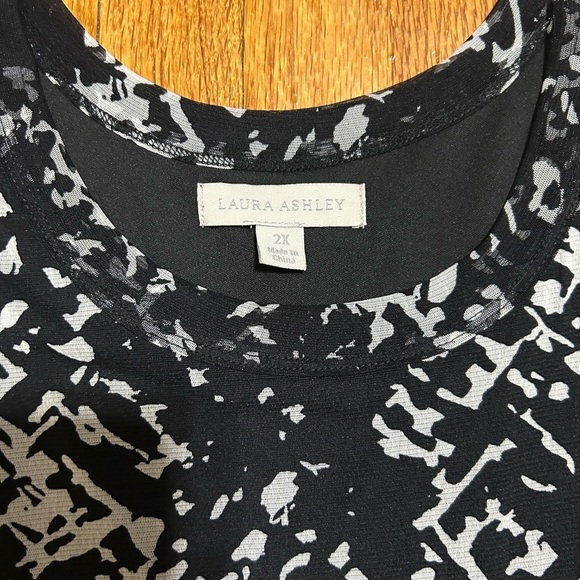 Laura Ashley Nylon Sleeveless Black & White High Low Midi Office Dress Size 2X - Picture 5 of 10